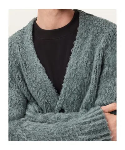 Allsaints Mens Nordic Green Tobie V-neck Wool-blend Cardigan In Gray