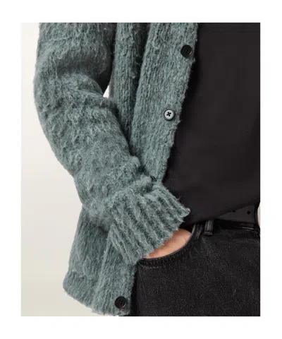 Allsaints Mens Nordic Green Tobie V-neck Wool-blend Cardigan In Gray