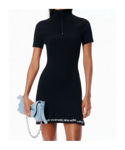 Alexander Wang Ribbed Short-sleeve Fitted Dress Clothing In Black