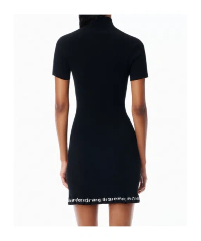 Alexander Wang Ribbed Short-sleeve Fitted Dress Clothing In Black