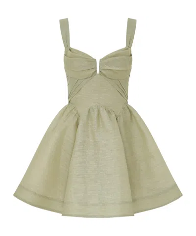 Zimmermann Rebellion Linen And Silk Organza Minidress In Animal Print