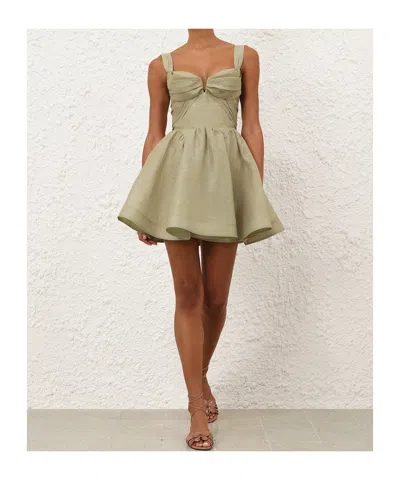 Zimmermann Rebellion Linen And Silk Organza Minidress In Animal Print