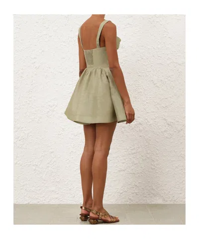 Zimmermann Rebellion Linen And Silk Organza Minidress In Animal Print