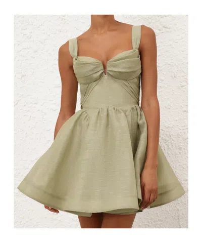 Zimmermann Rebellion Linen And Silk Organza Minidress In Animal Print