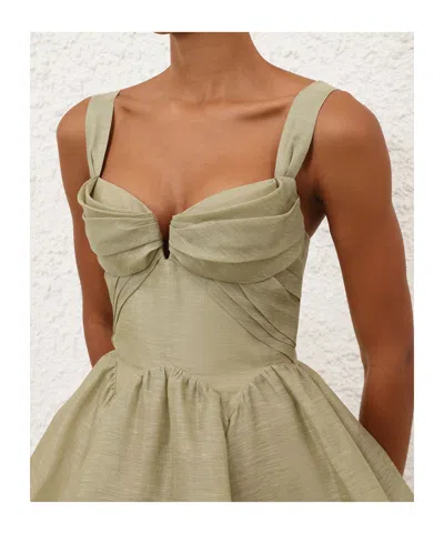 Zimmermann Rebellion Linen And Silk Organza Minidress In Animal Print