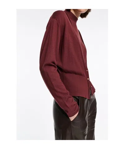 Dorothee Schumacher Virgin Merino-silk V-neck Cardigan In Brown