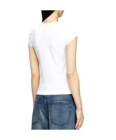 Diesel Women White T-shirt With Logo On The Front And Ribbed Design In Cotton Woman