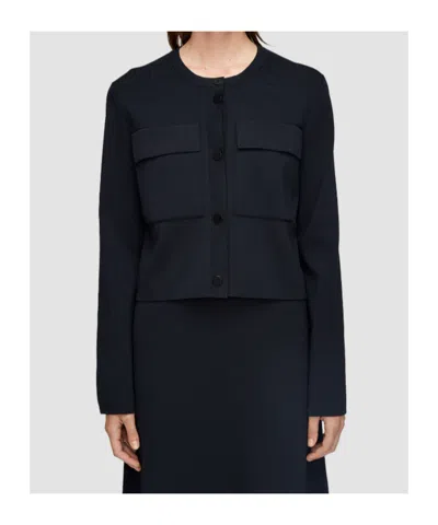 Joseph Womens Black Flap-pocket Boxy-fit Stretch-knit Cardigan Jacket