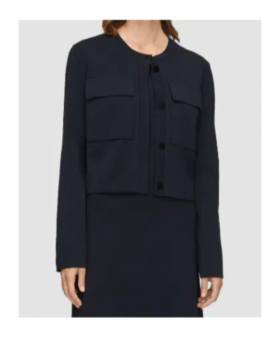 Joseph Womens Black Flap-pocket Boxy-fit Stretch-knit Cardigan Jacket