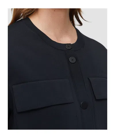 Joseph Womens Black Flap-pocket Boxy-fit Stretch-knit Cardigan Jacket