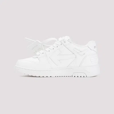 Off-white Monochromatic Leather Sneakers With Textured Sole In White