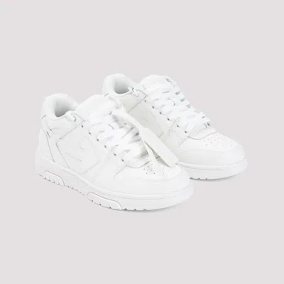 Off-white Monochromatic Leather Sneakers With Textured Sole In White