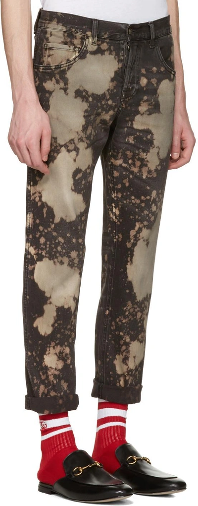 Shop Gucci Black Bleached Tapered Jeans