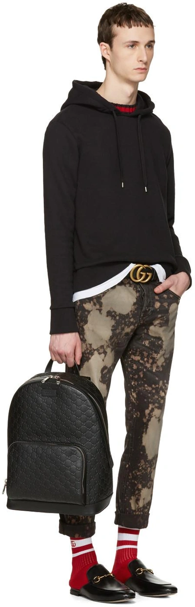 Shop Gucci Black Bleached Tapered Jeans