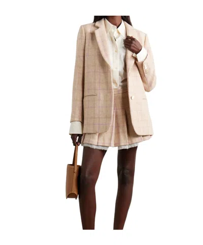 Loveshackfancy Denzel Checked Houndstooth Blazer In Brown