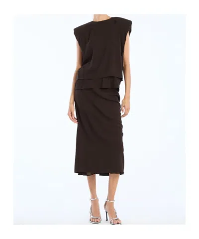 Rotate Birger Christensen Two Layer Boxy Vest In Brown