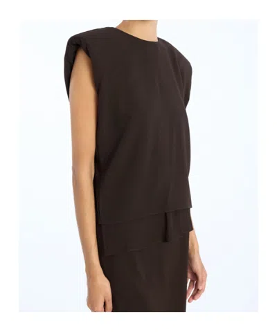 Rotate Birger Christensen Two Layer Boxy Vest In Brown