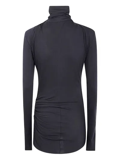 Entire Studios Turtleneck Draped Top In Gray