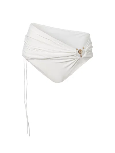 Christopher Esber Orbit Ruched Bikini Bottoms In White