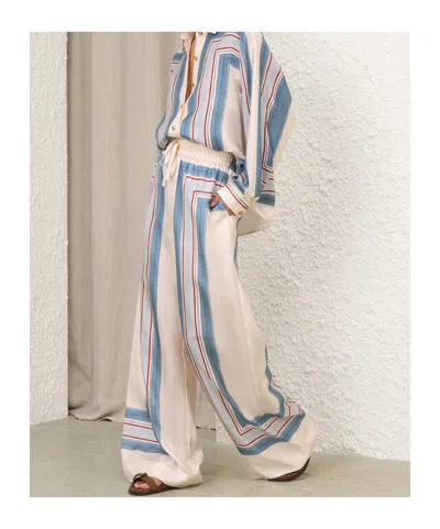 Zimmermann Rebellion Patterned Wide-leg Silk Trousers In Neutral