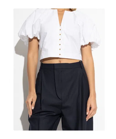 Frame Puff-sleeve Buttoned Top In White