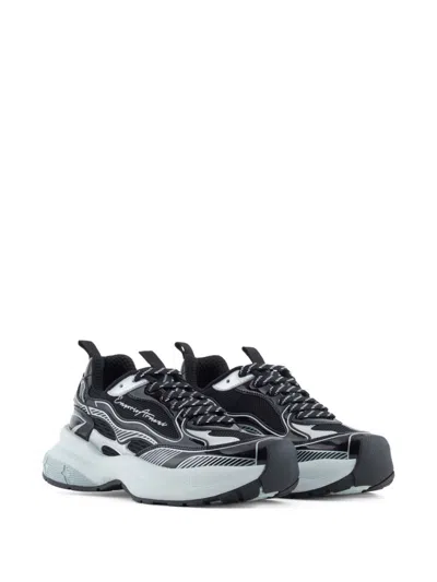 Emporio Armani Mesh Sneakers With Laminated Details And Signature Logo In Multi