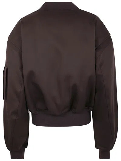 Entire Studios Brown Cropped Broad Suiting Bomber Jacket In Brown