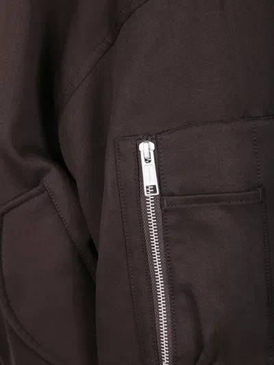 Entire Studios Brown Cropped Broad Suiting Bomber Jacket In Brown