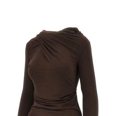 Entire Studios Drape Long-sleeve Top In Brown