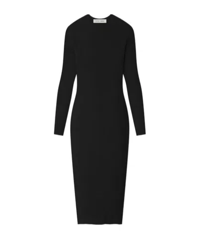 Essentials Womens Rib Long Sleeve Dress In Black
