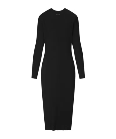 Essentials Womens Rib Long Sleeve Dress In Black