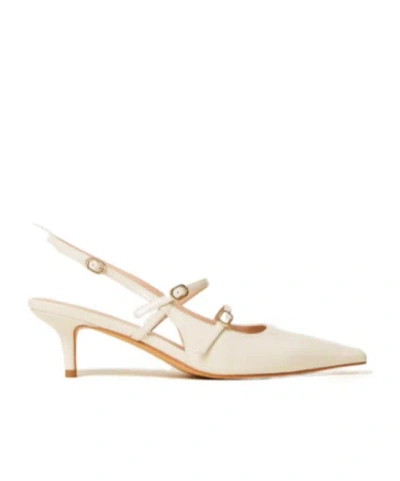 Twinset Twin-set Ciglio Slingback Pointed Kitten Heel In Neutral
