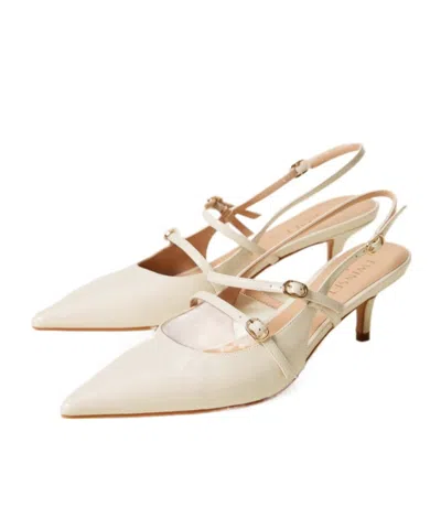 Twinset Twin-set Ciglio Slingback Pointed Kitten Heel In Neutral