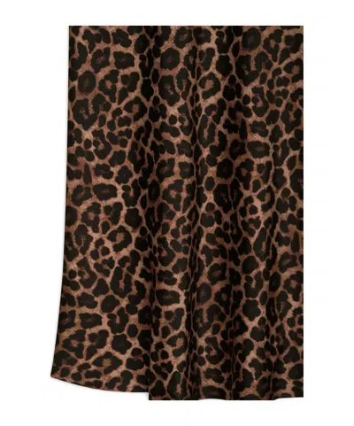 Anine Bing Printed Bar Silk Skirt Black And Brown Leopard
