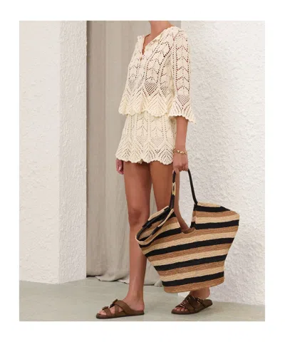 Zimmermann Awaken Scalloped Crocheted Cotton Top In Neutral