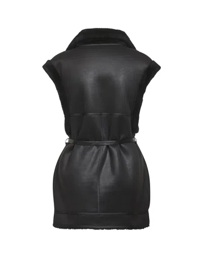 Urbancode Belted Sleeveless Jacket In Black