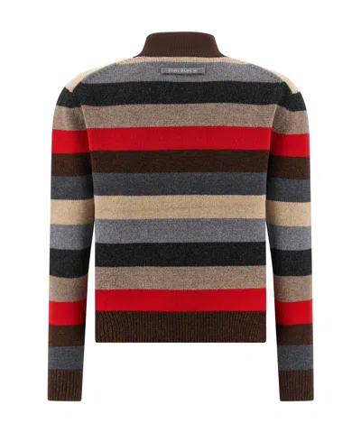 Tory Burch Long Sleeve Sweater Striped Pattern Collar In Multi