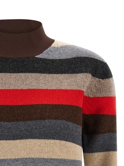Tory Burch Long Sleeve Sweater Striped Pattern Collar In Multi