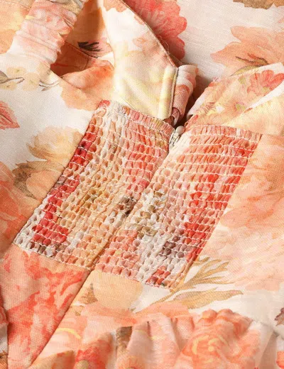 Zimmermann Womens Golden Bloom Rebellion Drape Linen And Silk Midi Dress In Orange