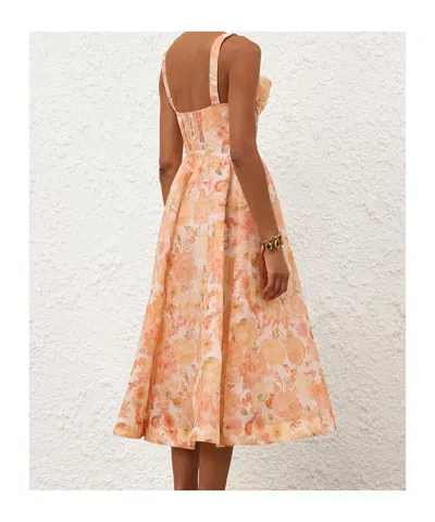 Zimmermann Womens Golden Bloom Rebellion Drape Linen And Silk Midi Dress In Orange