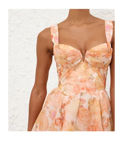 Zimmermann Womens Golden Bloom Rebellion Drape Linen And Silk Midi Dress In Orange