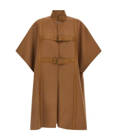 Twinset Buckle-fastening Cape In Brown
