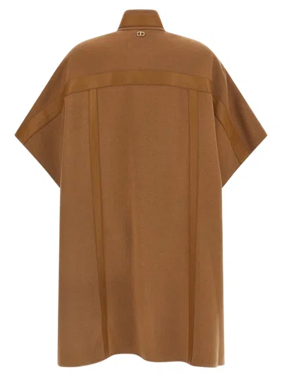 Twinset Buckle-fastening Cape In Brown