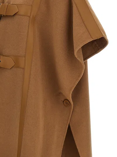 Twinset Buckle-fastening Cape In Brown