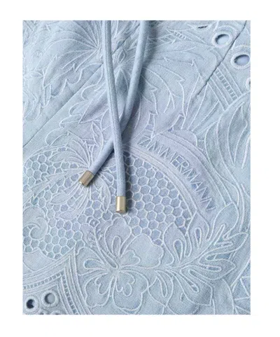 Zimmermann Daylight Scalloped Broderie Anglaise Denim Shorts In Blue
