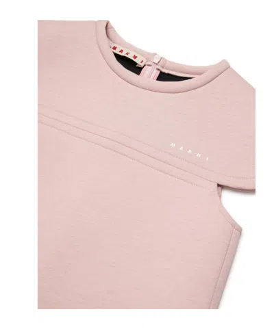 Marni Kids Logo Printed Dress In Purple