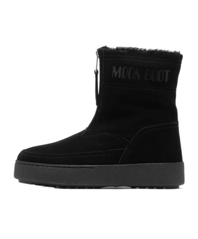 Moon Boot Ltrack Lara Zip-front Shearling Boots In Black