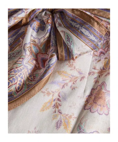 Zimmermann Womens Cream Blue Paisley Luna Scarf-tie Linen Shorts In Multi