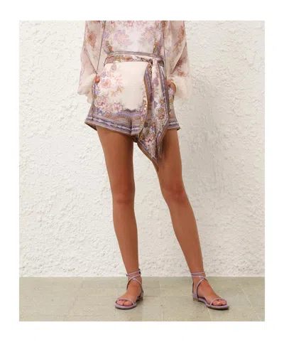 Zimmermann Womens Cream Blue Paisley Luna Scarf-tie Linen Shorts In Multi
