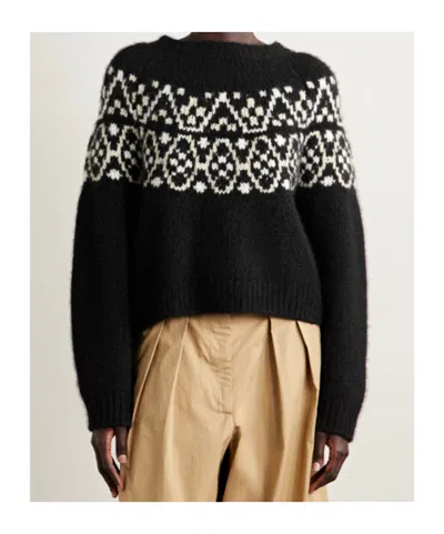 Nili Lotan Chrissy Fair Isle Jacquard-knit Cashmere And Silk-blend Sweater In Black